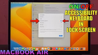 How to Turn ON or OFF Accessibility Keyboard in Lock Screen on MACBOOK AIR