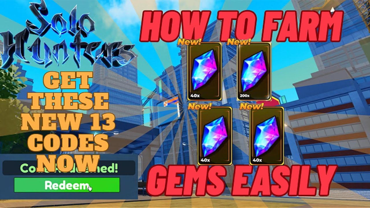 Roblox Best Game Series | Solo Hunters | How to farm Gems easily | 13 New Codes 