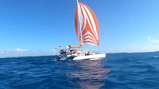 Corsair 37 sailing inside an atoll in Tuamotus