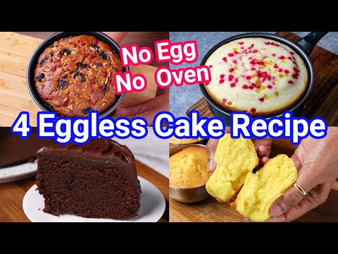 4 Must Try Eggless Cakes Recipes - No Oven Cake in Cooker  Steam  Simple Tea Time Cake Recipes