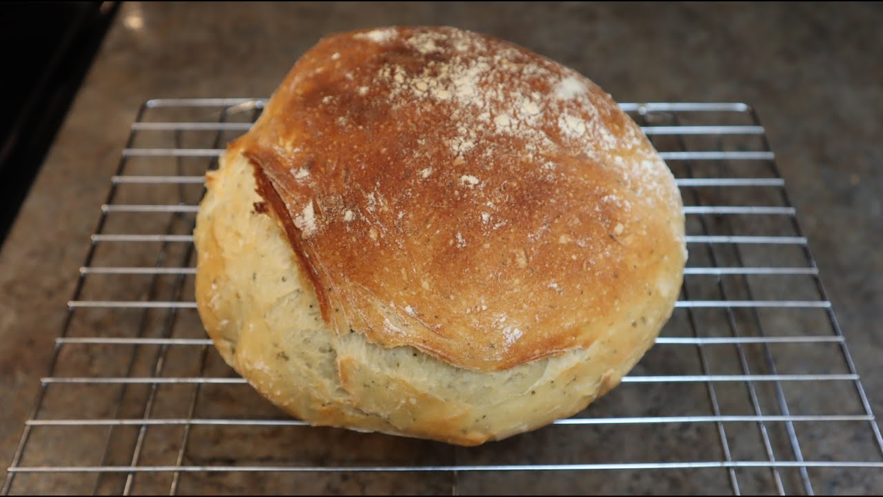 How To Roasted Garlic and Herb No Knead Bread YouTube