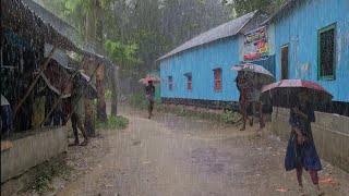 [4K] Walking In The Heavy Rain And Thunderstorm | Heavy Rainy Village Walking Tour With Umbrella