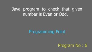 6 - How to find even and odd number program in Java/Hindi/Urdu