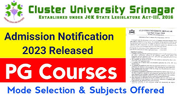 Cluster University Srinagar PG Admission Notification 2023 Released