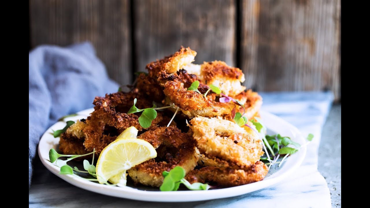 Vegan Trumpet Mushroom Calamari Recipe Appetizer Dreamy Leaf YouTube