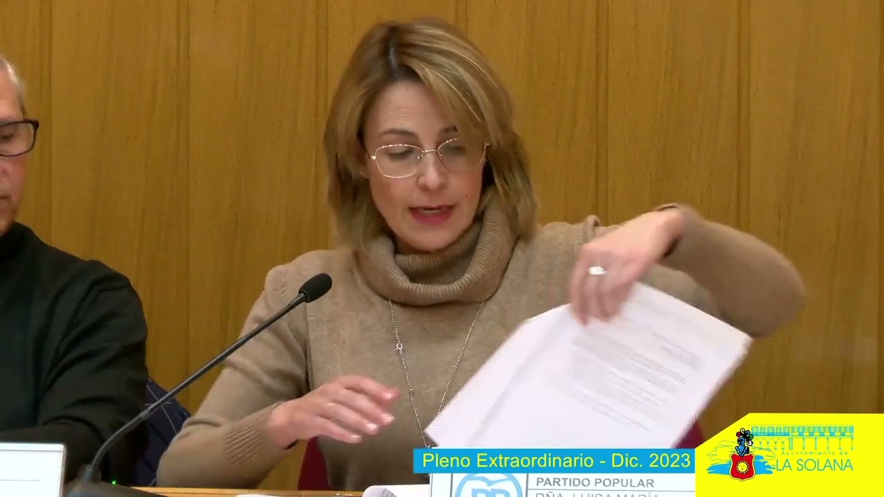 intervención Luisa Márquez, Alcaldesa de La Solana. Pleno extraordinario 22  de Diciembre 2023