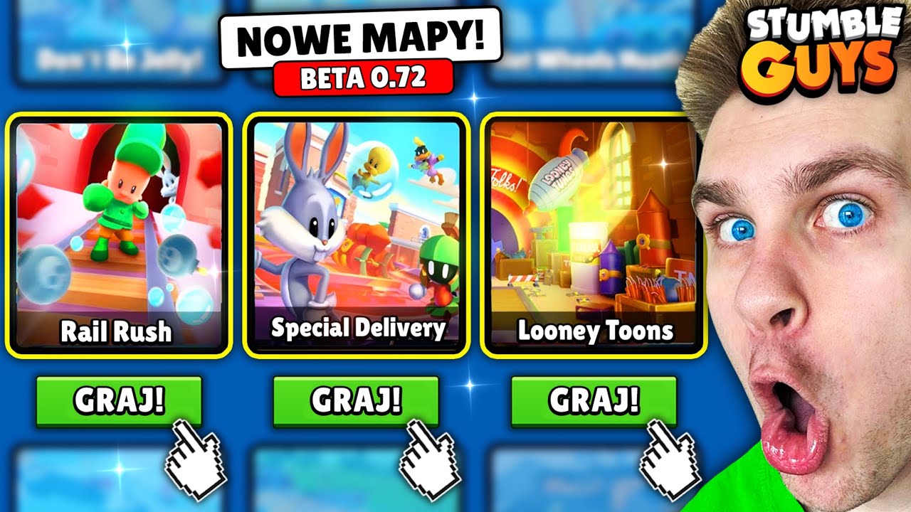 Testuję ⚠️ JEDYNY w POLSCE… 🇵🇱 NOWĄ WERSJĘ (BETA 0.72) i NOWE MAPY ‼️ (MEGA SZOK) ✅ w Stumble Guys 😱