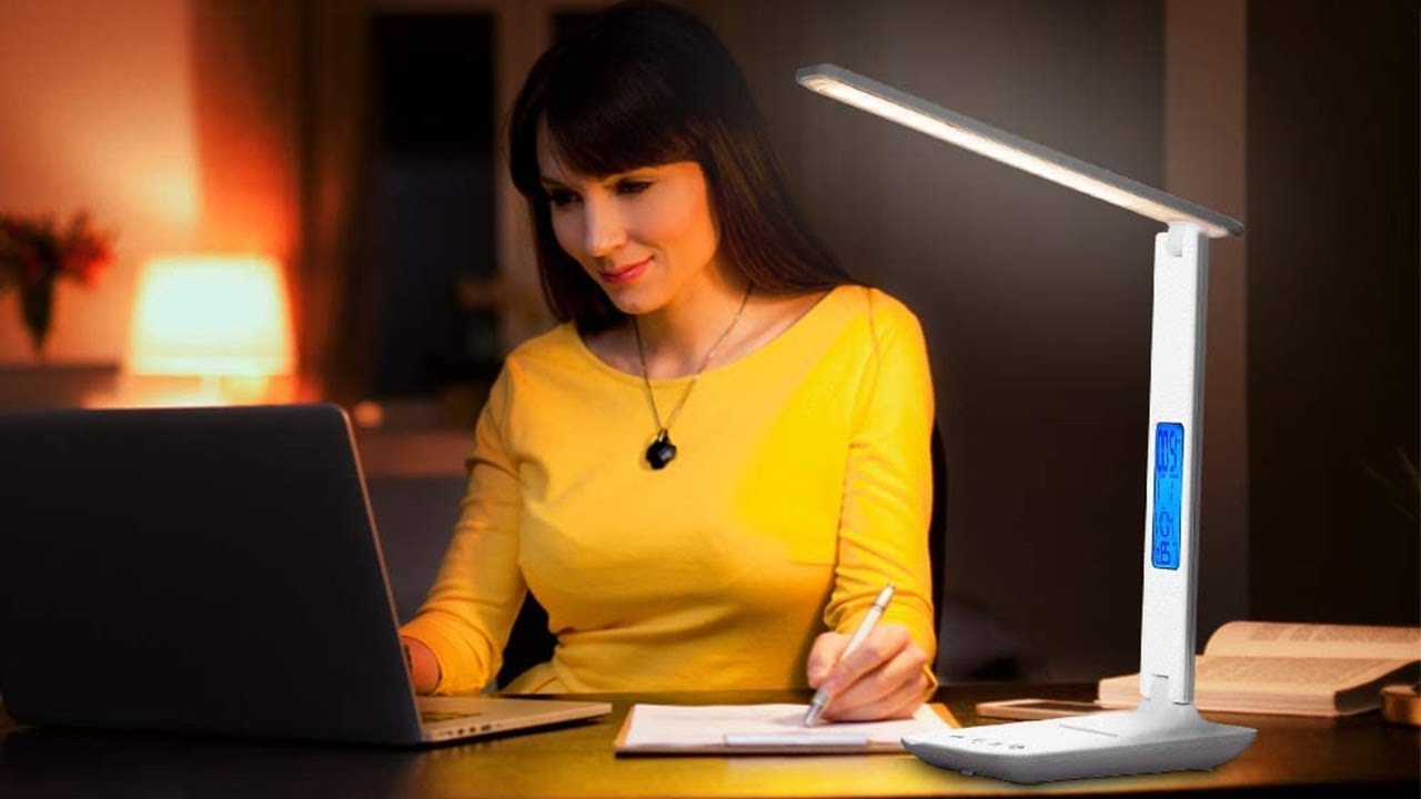 Wanjiaone LED desk lamp with clock and phone holder - Smart home gadgets 