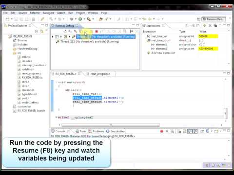 Watching real-time variables in e2studio