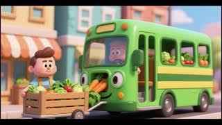 Green Bus Picks the Veggies! | Farm Learning Nursery Rhymes & Kids Songs 🚌🥕🌽