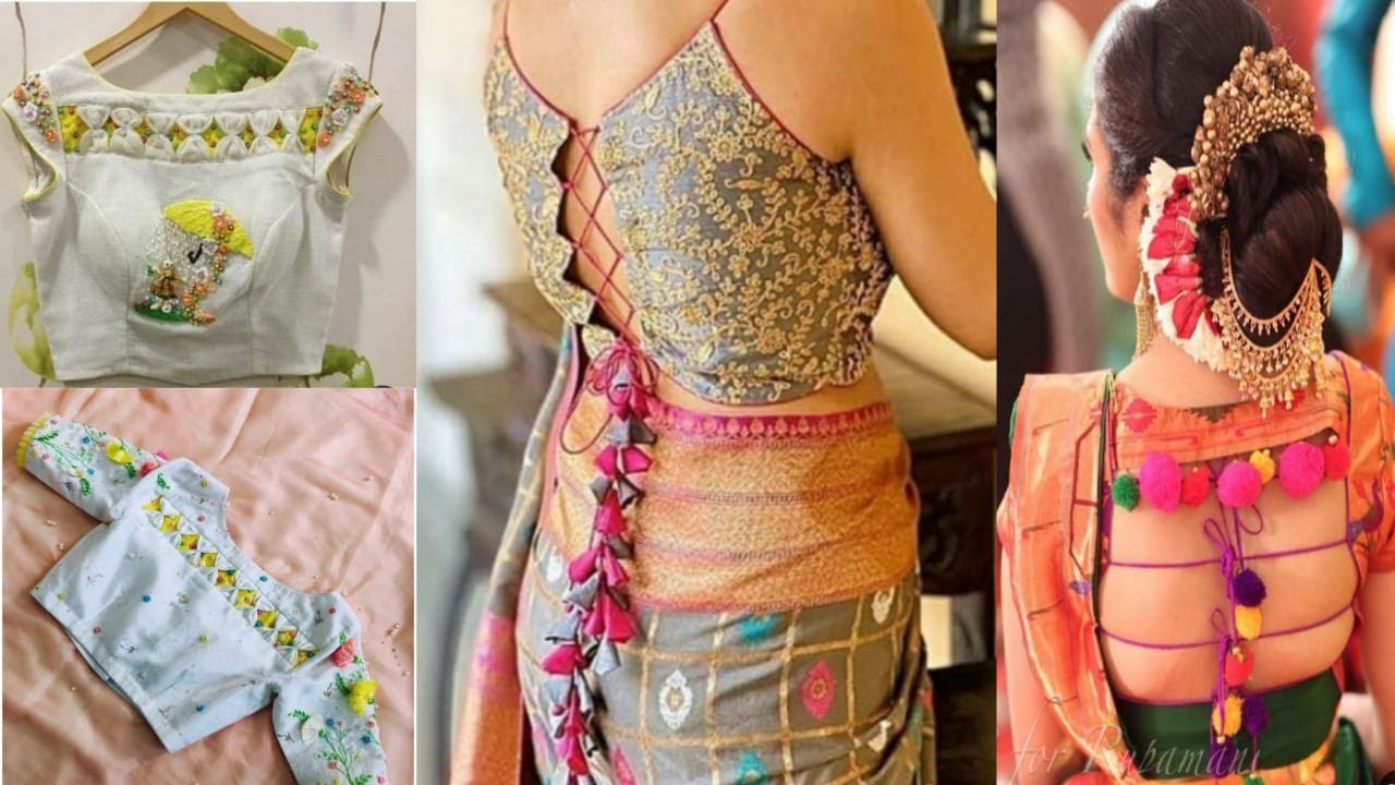 Designer blouses for sarees, Back neck designs for kurtis, Blouse designs new model 2020