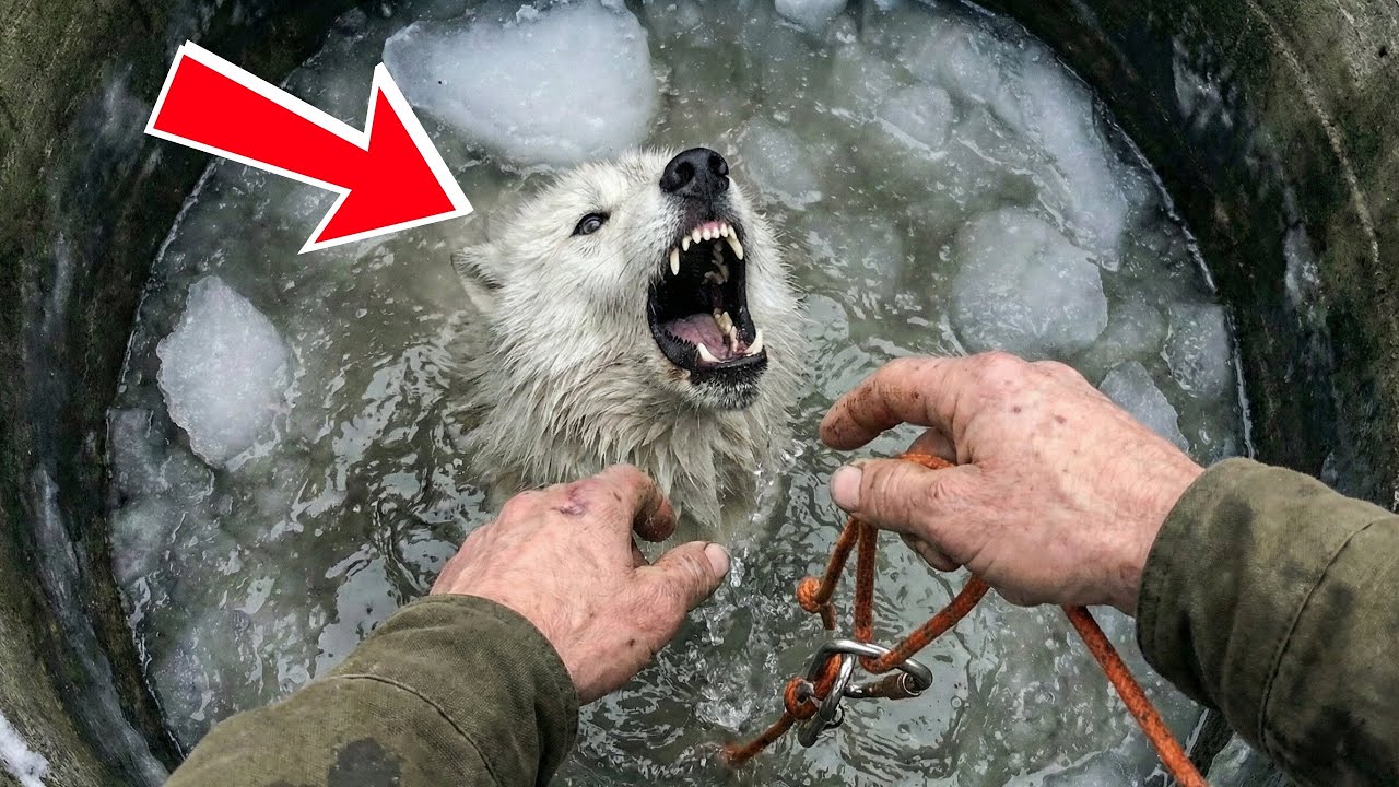 Лесник спас волчицу, упавшую в глубокий колодец. Героическое спасение!