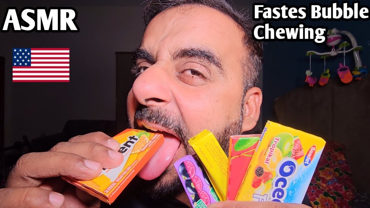 ASMR - Fastest ever bubble Gum chewing ( Extremely satisfying sounds)