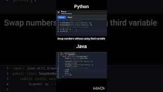 swap two numbers without using third variable ( Python vs Java )