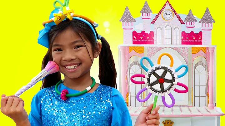 Emma Playing with Toy Blocks and Princess Makeup Toys