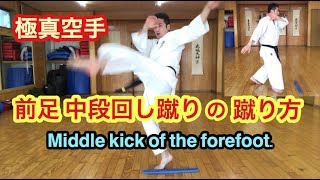 前足 中段回し蹴りの蹴り方！ミドルキック Middle kick of the