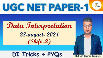 Crack UGC NET Paper 1: Data Interpretation Strategies & PYQs | 28 AUGUST 2024 Shift 2 | JRF Zone