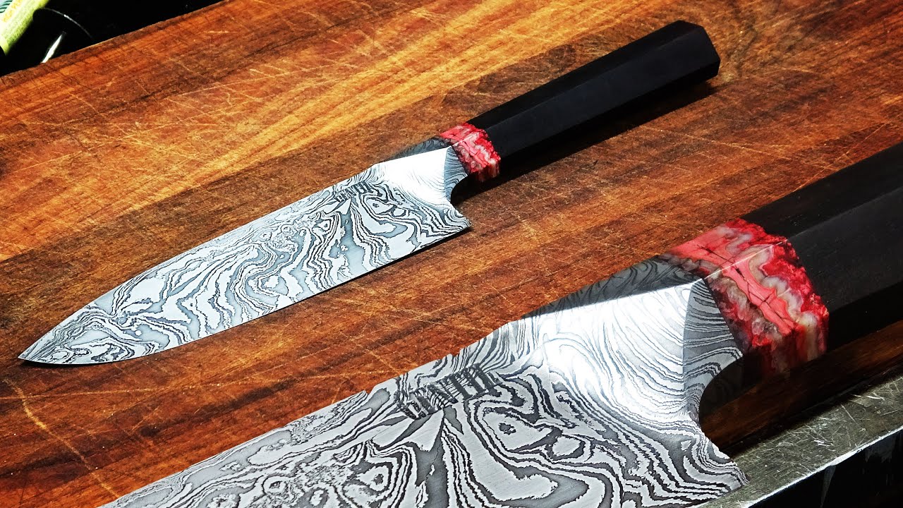 Knife Making - Integral Damascus Japanese style knife 