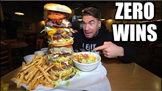 NO ONE HAS BEATEN THIS MOUNTAIN SIZED BURGER CHALLENGE.. So I Tried | Joel Hansen