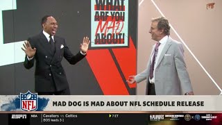FIRST TAKE | Mad Dog is MAD about NFL schedule release: Jets vs. 49ers in opens - Stephen A. laughs