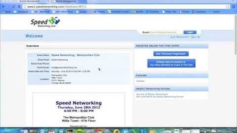 SpeedNetworking.com - Event Registration Guide
