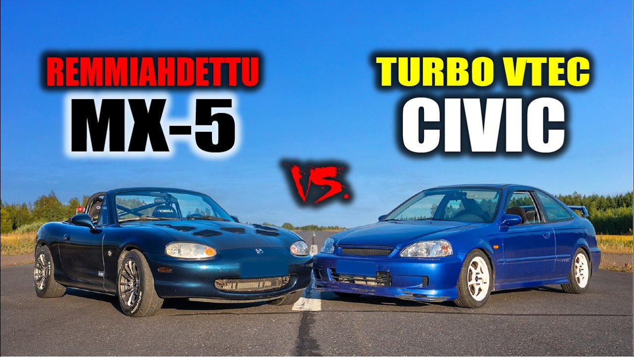 +400HP 1.6L TURBO CIVIC VS. REMMIAHDETTU 1.8L MAZDA MX-5 | KIIHDYTYSKISA