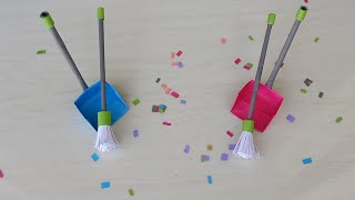 DIY Mini Paper Broom and Dustpan / Easy Origami Paper Craft for School