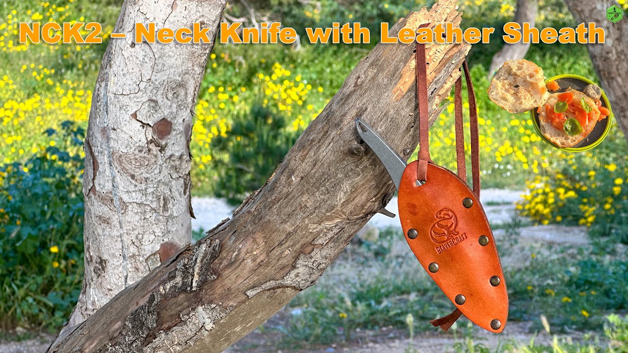Beaver Craft Tools – NCK2 – Neck Knife with Leather Sheath– Pierre