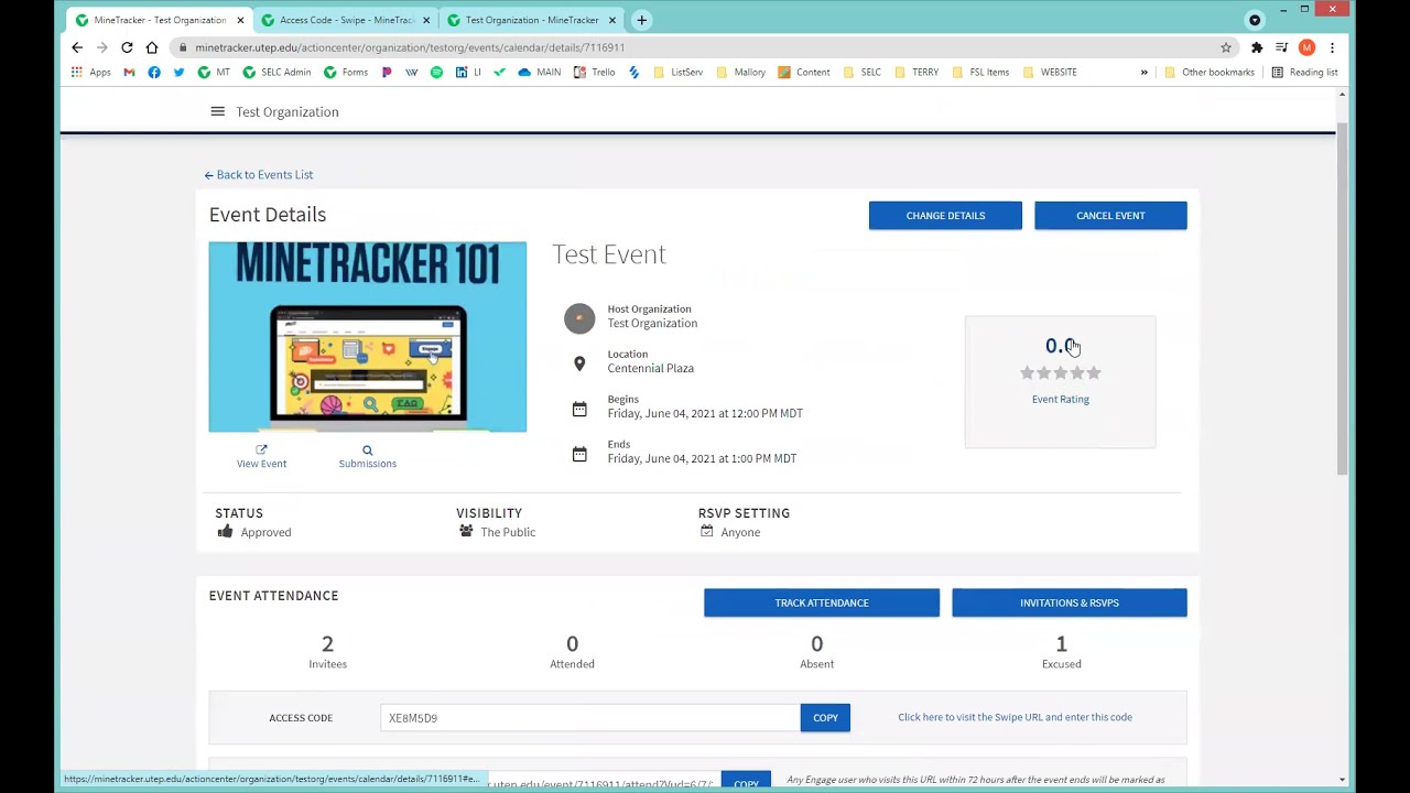 Managing Events in MineTracker