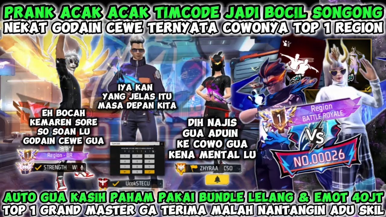 PRANK ACAK ACAK TIMCODE JADI BOCIL SONGONG😱GODAIN CEWE ORANG TERNYATA PACAR NYA TOP 1 REGOIN RANK 😱