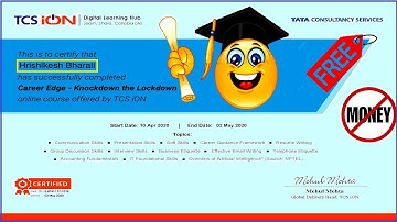Achieved a Certificate from TCS | TCS-ION Knockdown the Lockdown Course |Free Digital Course by TCS