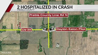 Two hospitalized after Preble County crash