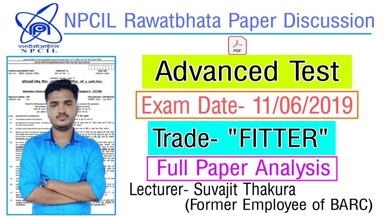NPCIL Rawatbhata Fitter Question Paper 2019 || NPCIL  Rawatbhata Fitter Previous year Question Paper