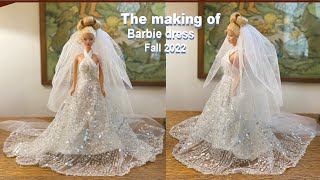 Fall 2022 collection  barbie clothes sewing ❤ barbie wedding dress diy bridal veil wedding gown