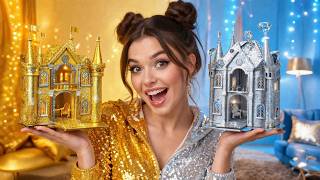 Gold Vs Silver Doll House Challenge ✨ Diy Mini Crafts & Crazy Makeover! 😱