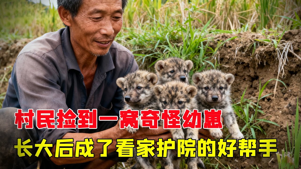 村民撿到一窩奇怪幼崽，似狼非狼長相怪異令人疑惑，長大後竟成了看家護院的好幫手！