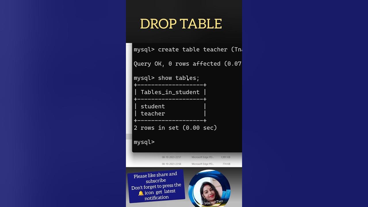 Drop table | Drop table in SQL |Drop table command in database - YouTube