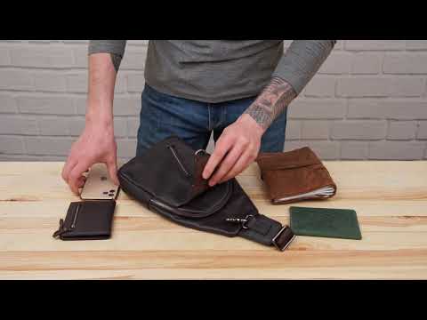 Сумка-слінг чоловіча через плече шкіряна Vintage 14952 Коричнева, видео 1