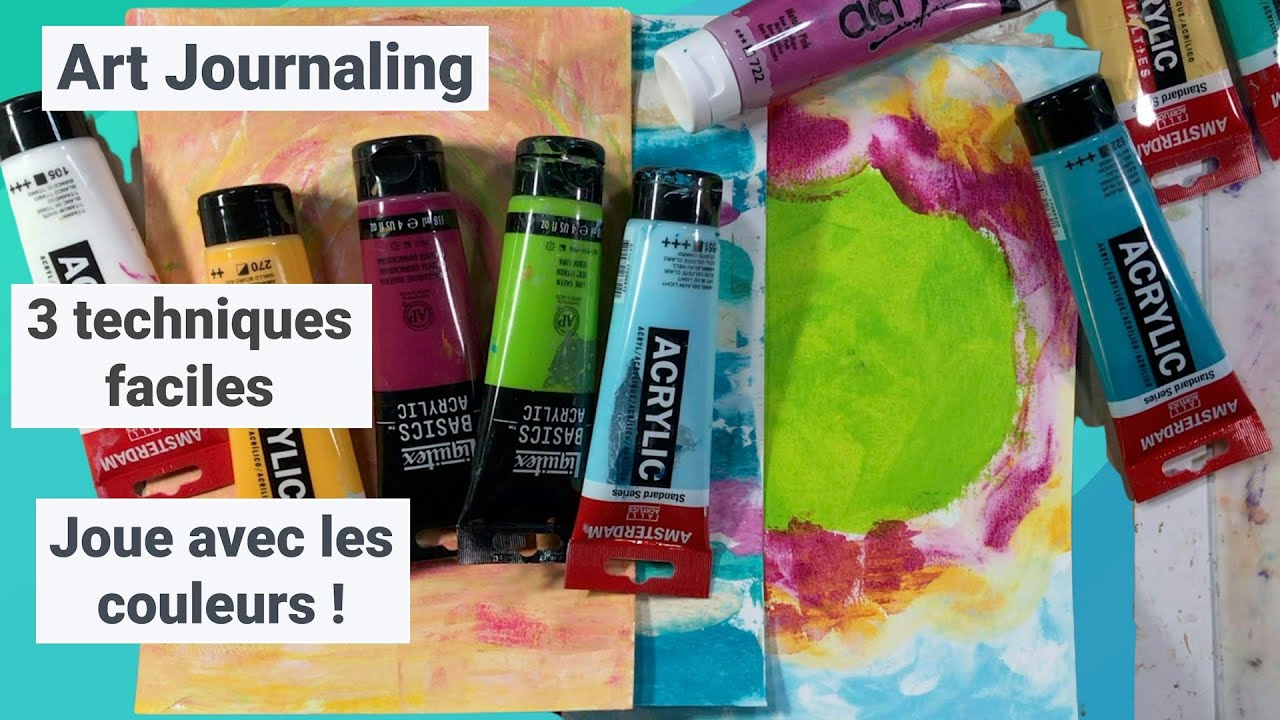 TECHNIQUE ACRYLIQUE FACILE - 3 variations - Idéales pour créer des FONDS en ART JOURNALING