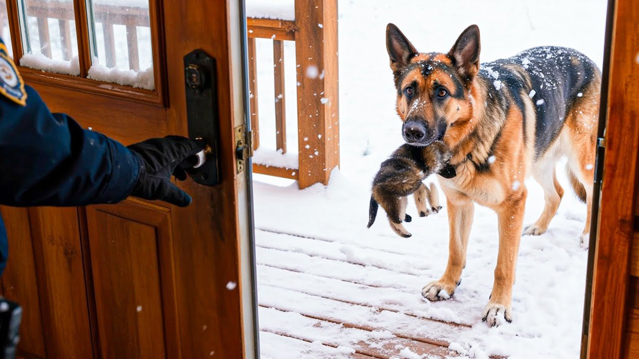 Polizist findet, dass sein Schäferhund ein gefrorenes Baby brachte – alle waren gerührt.