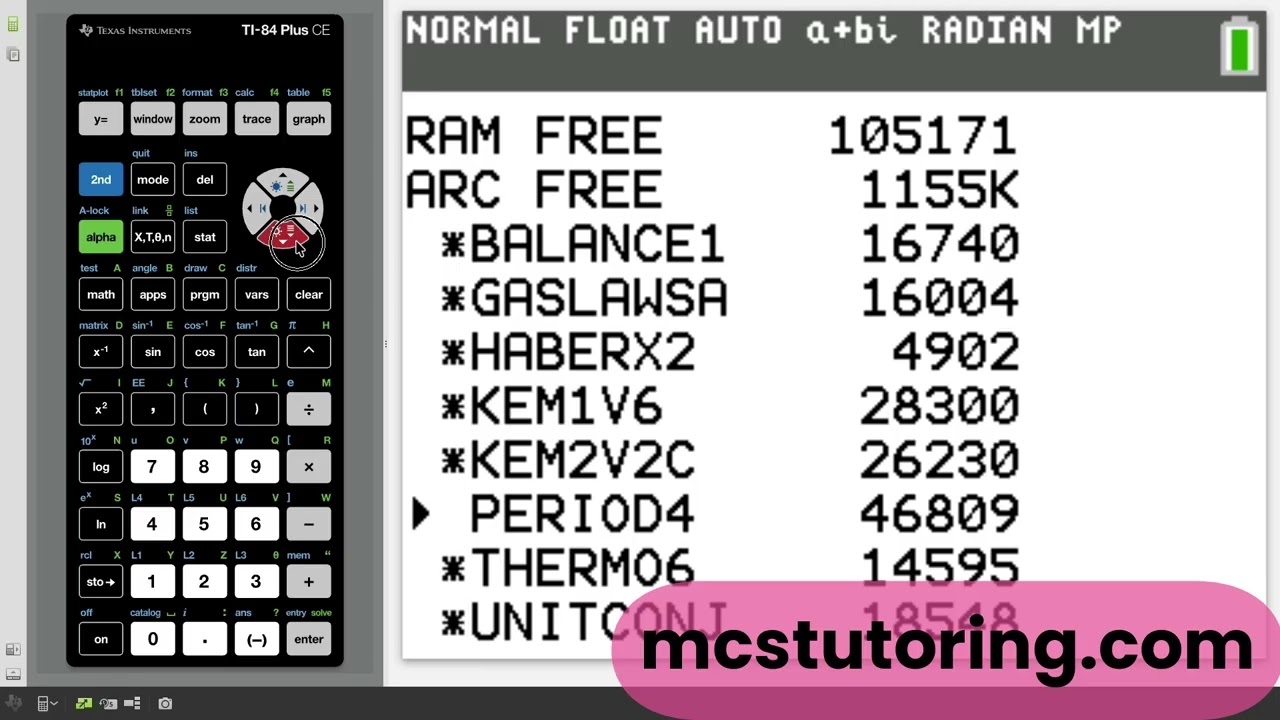 TI-84 Memory Guide Video