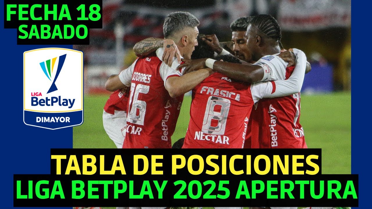 TABLA DE POSICIONES DE LA LIGA BETPLAY 2025 APERTURA FECHA 18 / SANTA ...