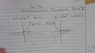 Alg 1 6.3 Exponential Functions Part II