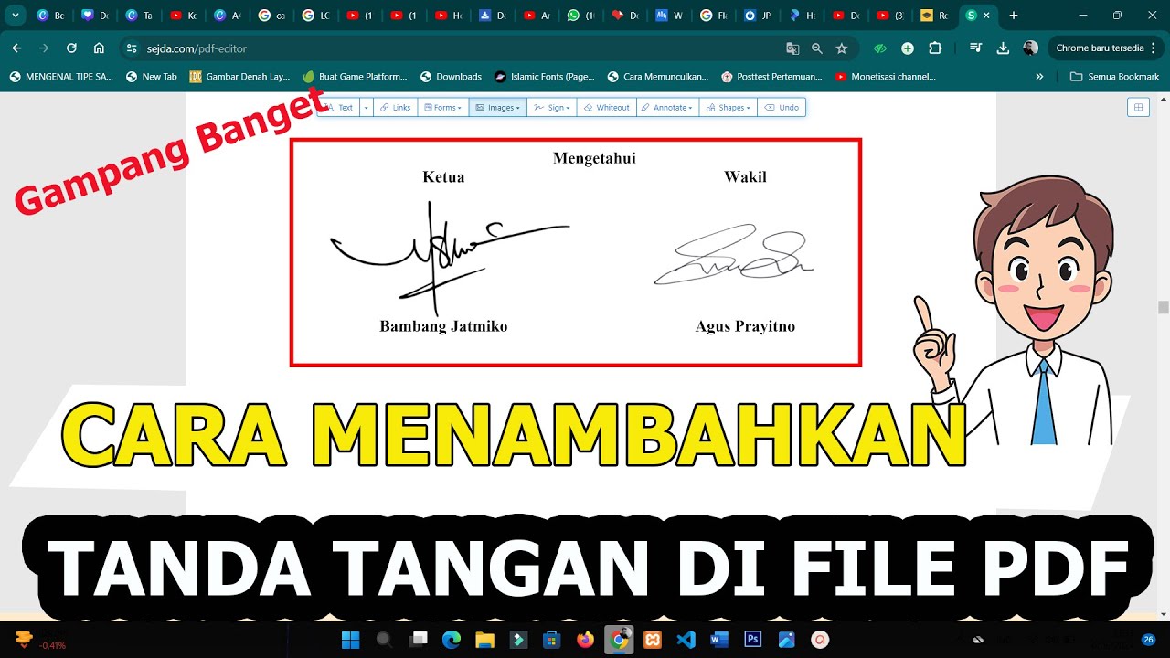 Cara memasukan tanda tangan kedalam file Pdf - YouTube