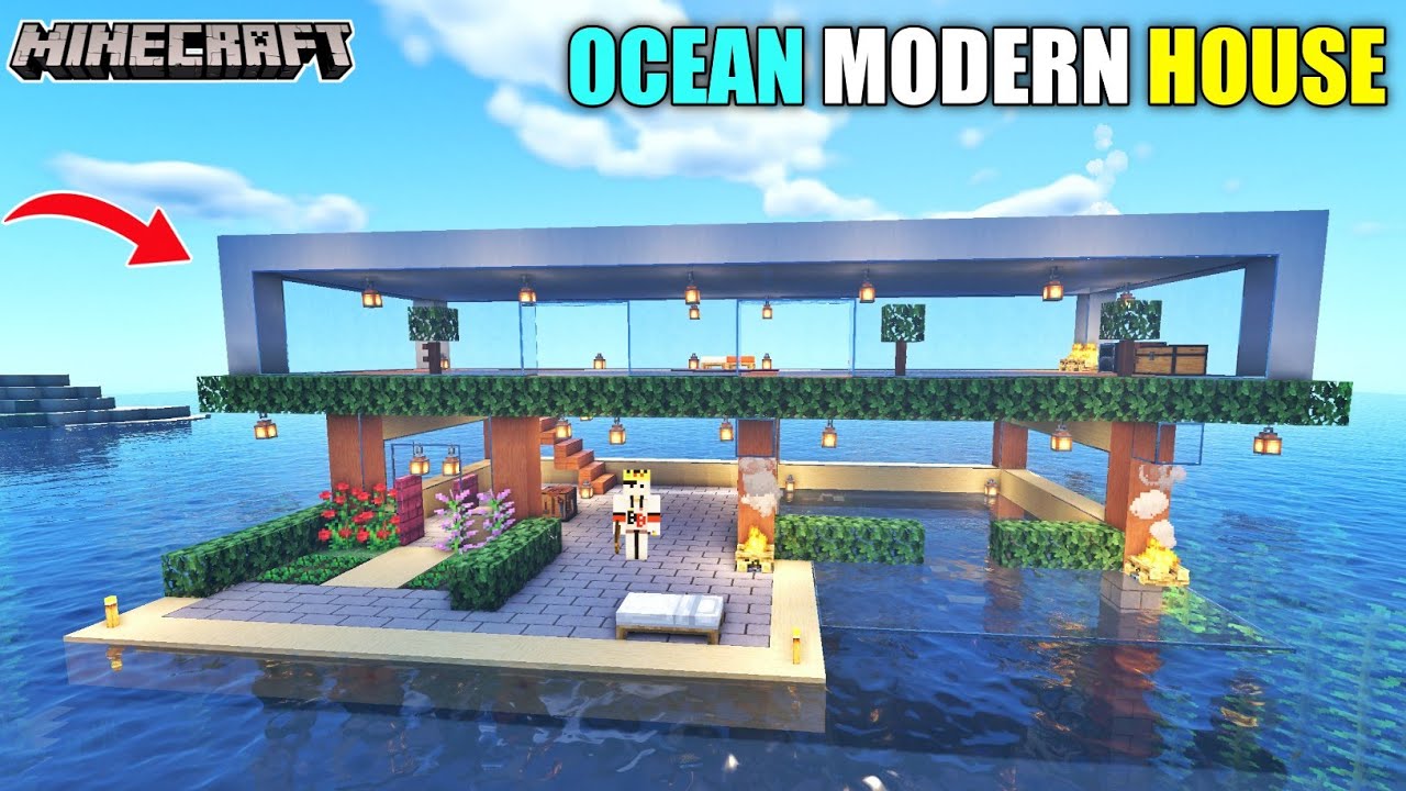 I MADE A OCEAN MODERN HOUSE IN MINECRAFT || BB IS LIVE