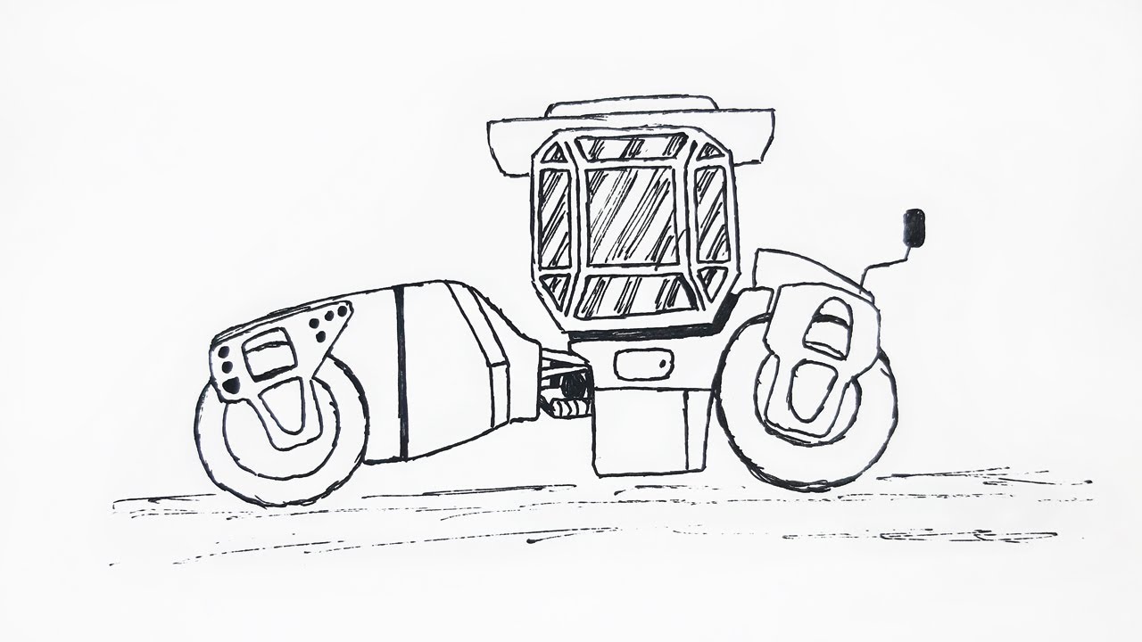 How to draw a road roller YouTube