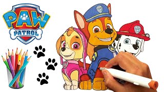 Coloring Paw Patrol - Chase Sky and Marshall - Paw Patrol Coloring Pages