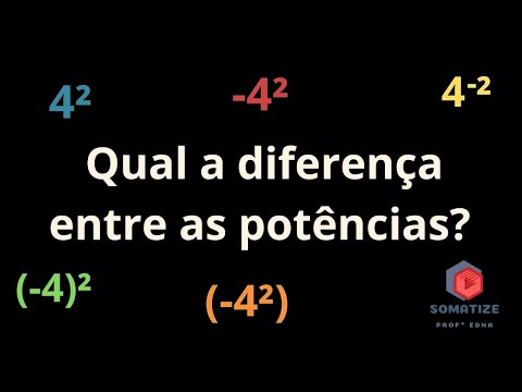 Qual a diferença entre as potências 4² -4² (-4)² (-4²) 4-² ? Somatize - Professora Edna