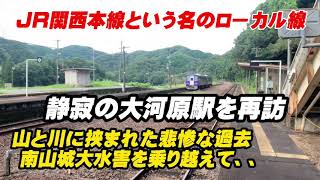 ザ・ローカル線！JR関西本線大河原駅/山と川に挟まれた静寂な駅再訪！ #JR西日本 #キハ120 #南山城村 #南山城大水害 #ローカル線