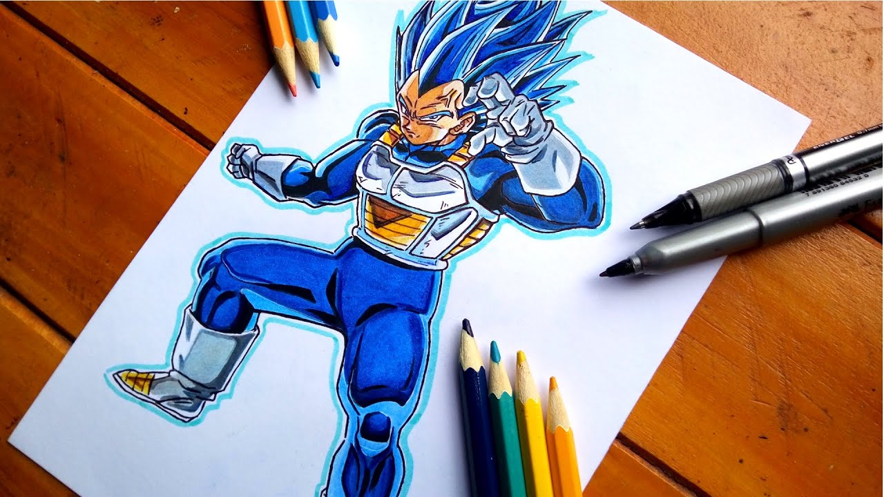 how to draw vegeta super sayajin BLUE 2 🔥🔥 